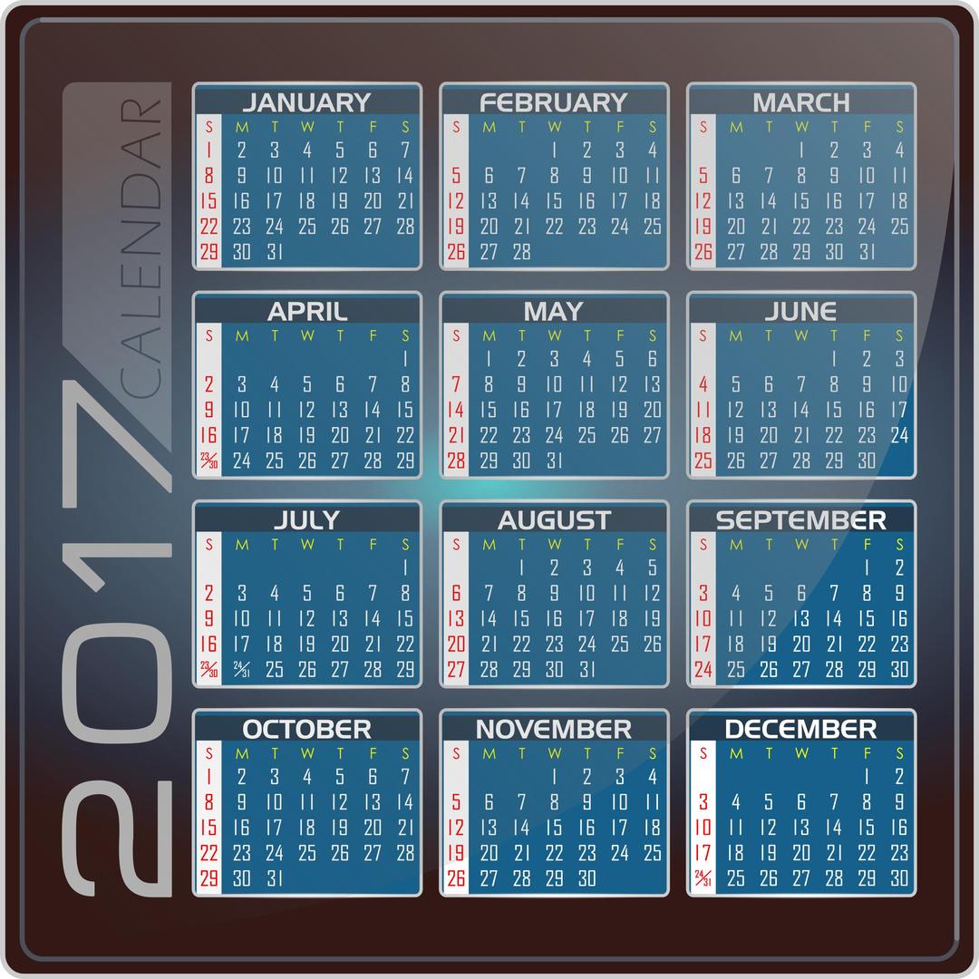Calendar 2017 - English Version png transparent