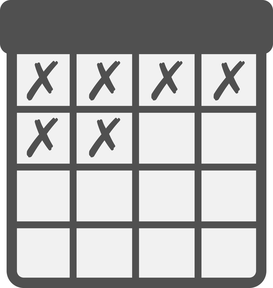Calendar with Crossed Days png transparent