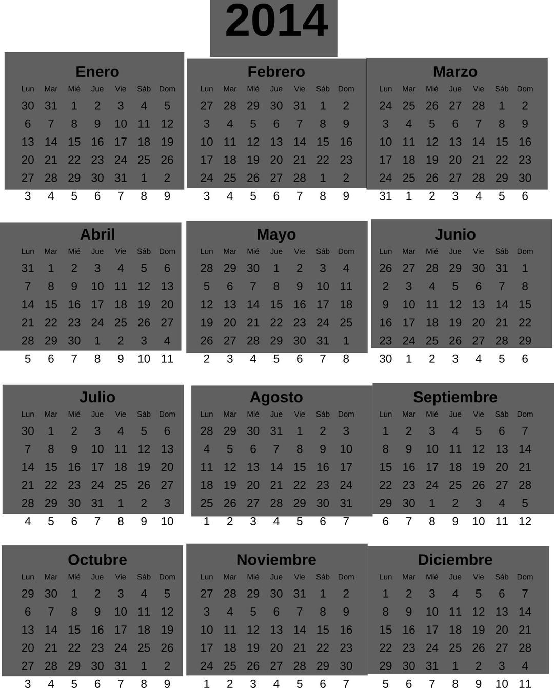 Calendario 2014 png transparent