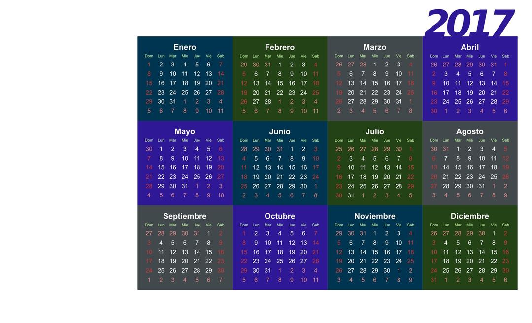 Calendario 2017 png transparent