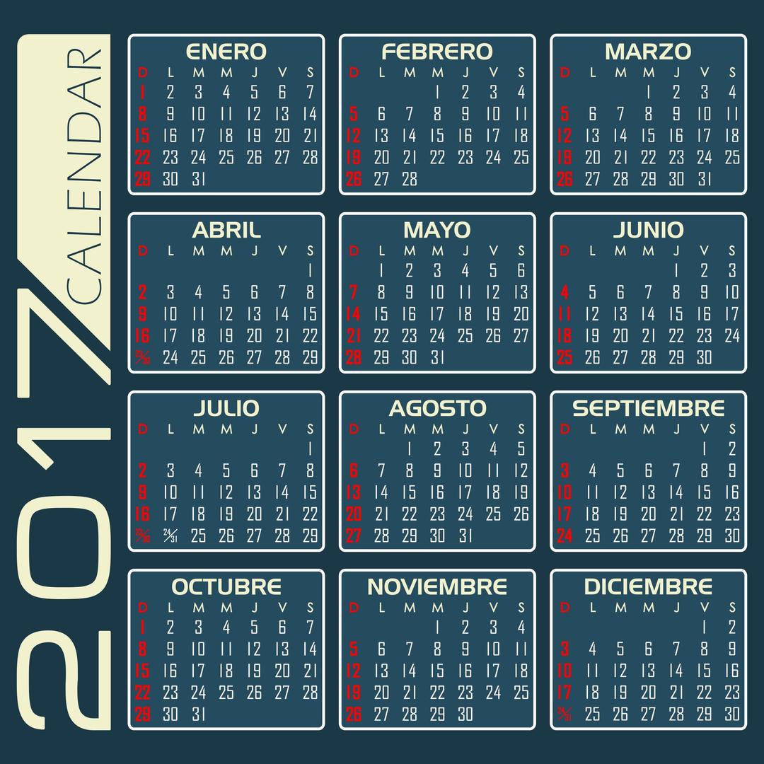 Calendario 2017 – Español (Azul Oscuro) png transparent