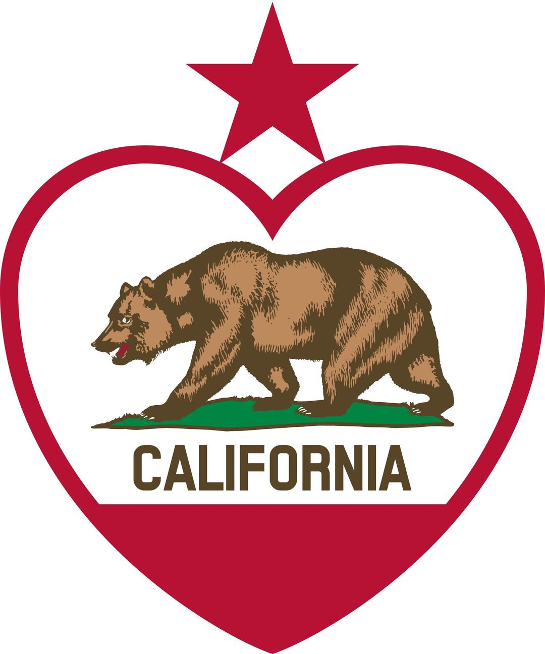 California Flag Heart - Star on Top png transparent