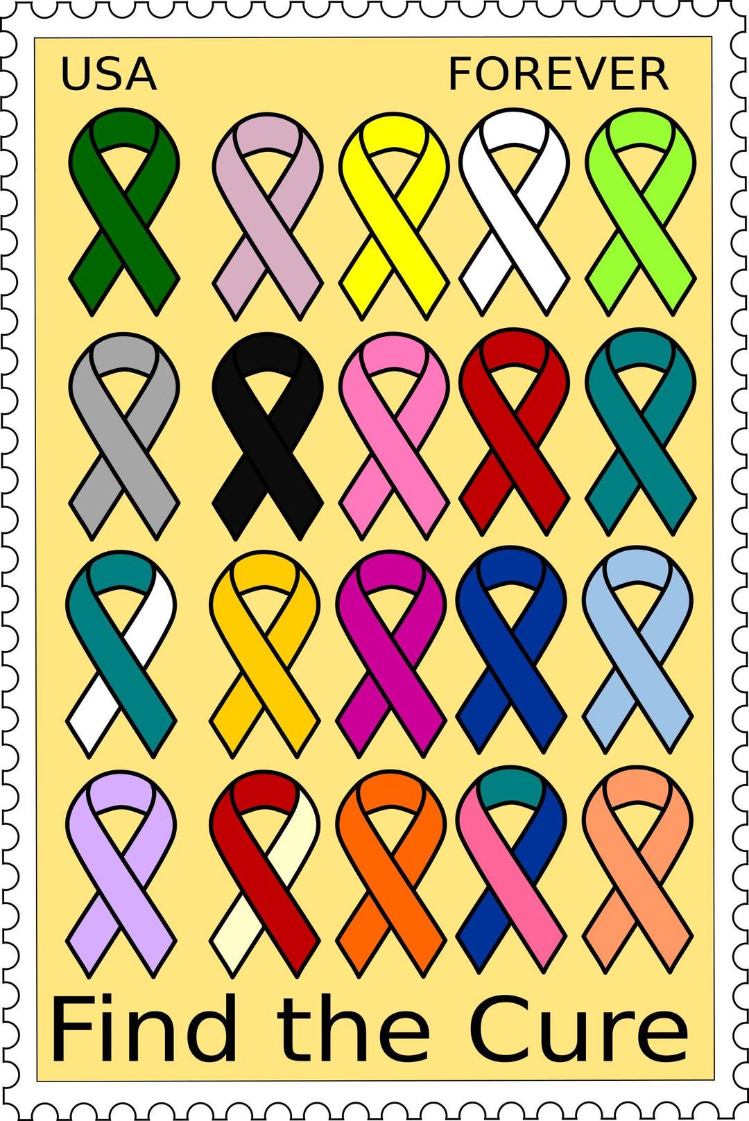 Cancer ribbons stamp png transparent