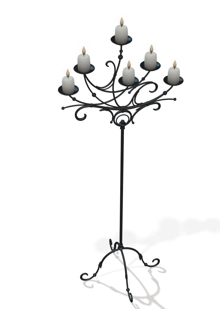 Candles on Black Stand png transparent