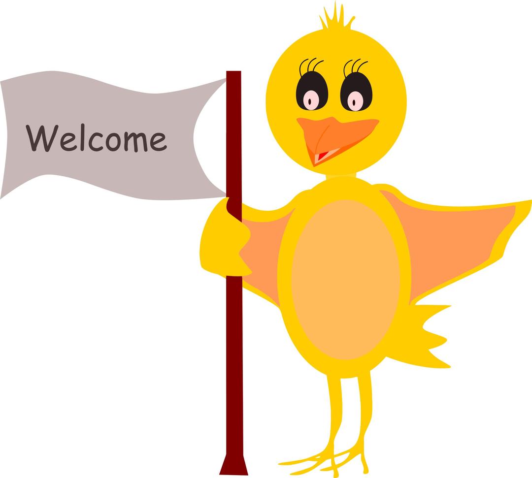 Cartoon Bird With Welcome Sign png transparent