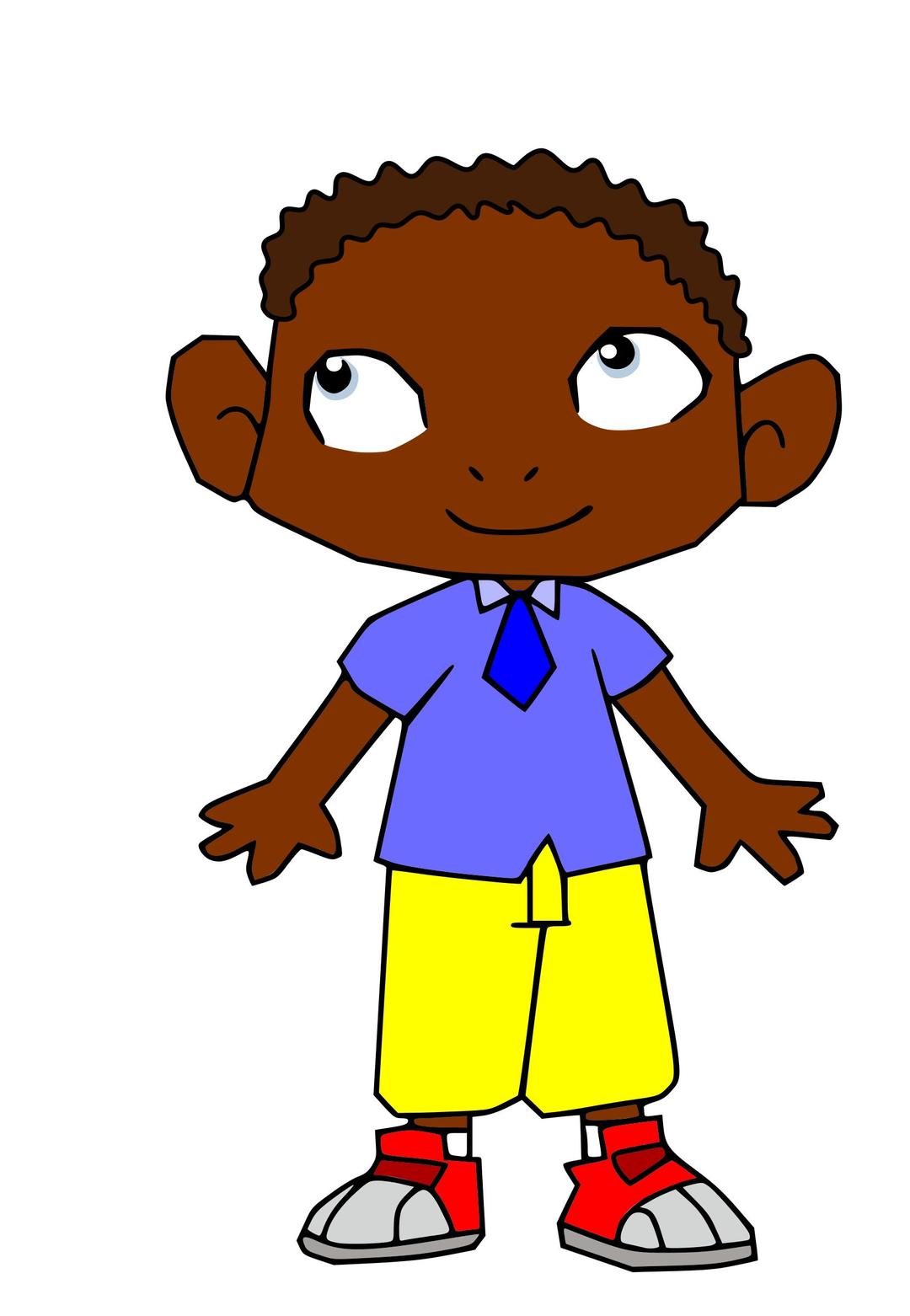 Cartoon Boy with rather cornery ears and fingers but who does not care png transparent