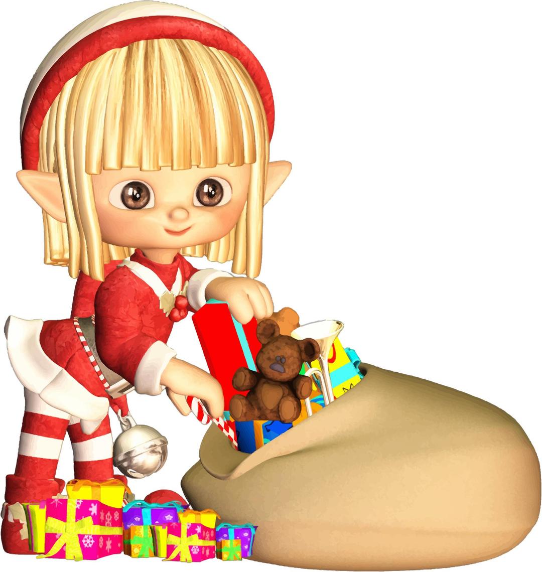 Cartoon Elf With Christmas Gifts png transparent