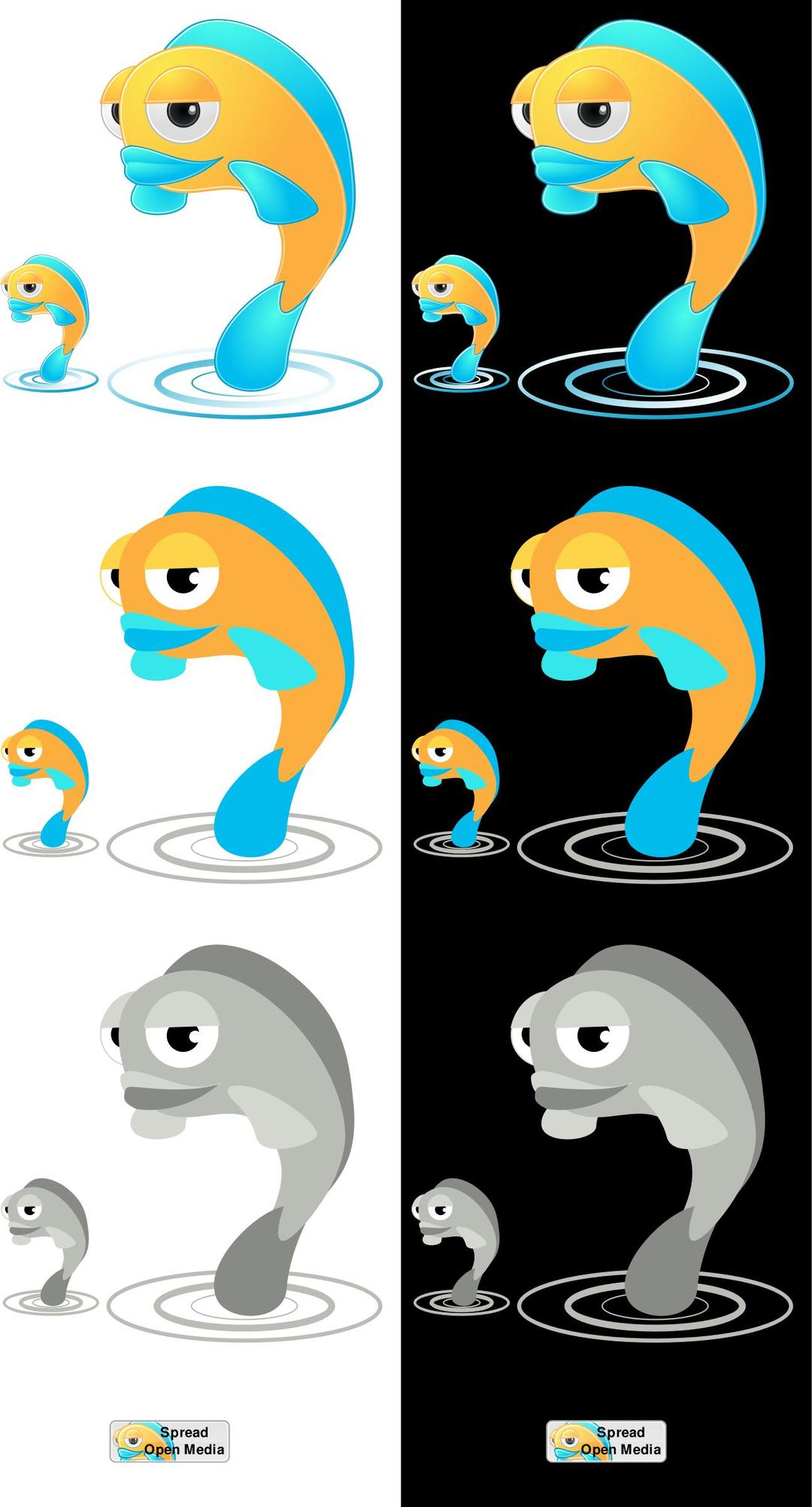 Cartoon Fish Laid Out in Strips png transparent