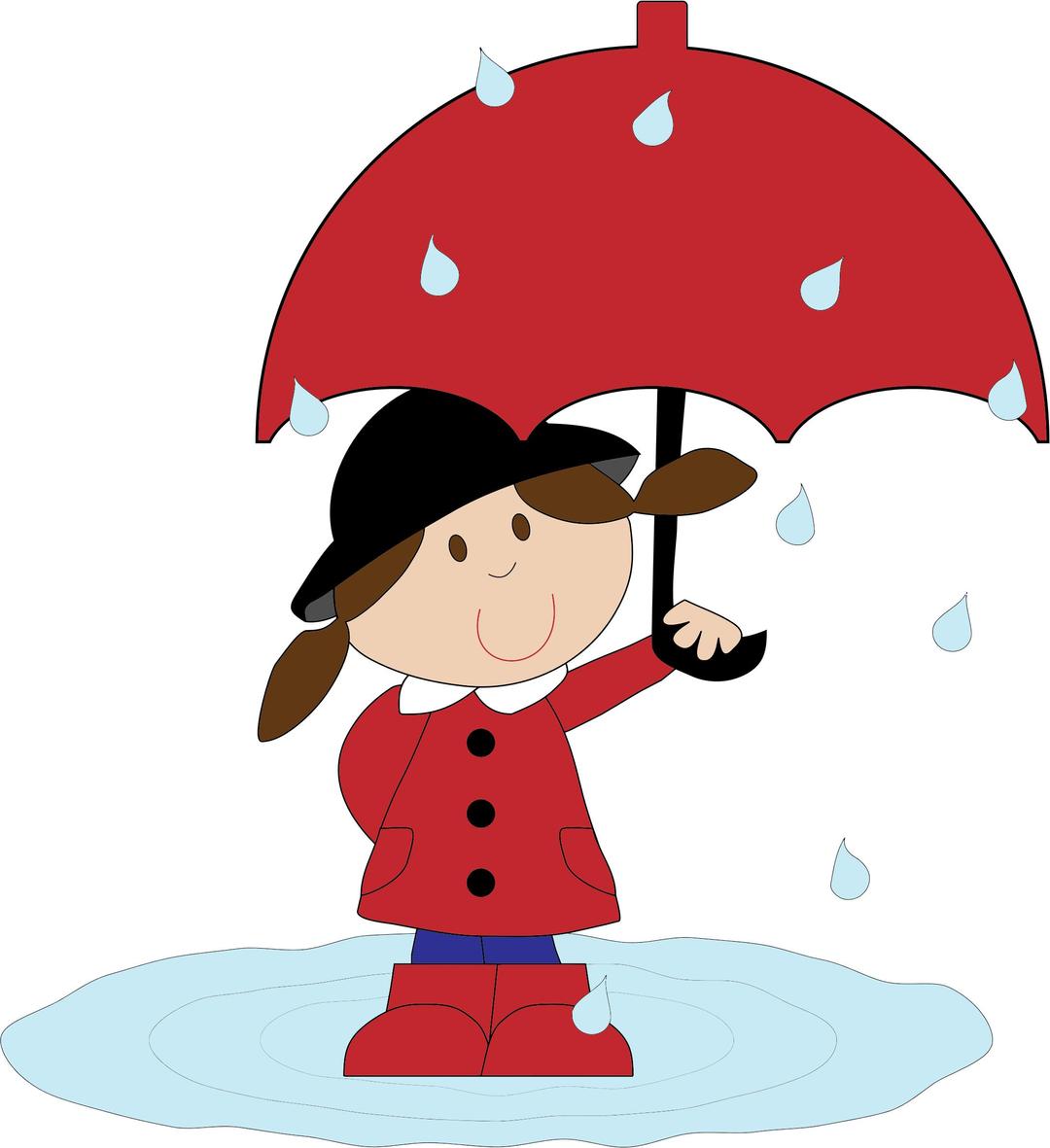 Cartoon Girl In The Rain png transparent