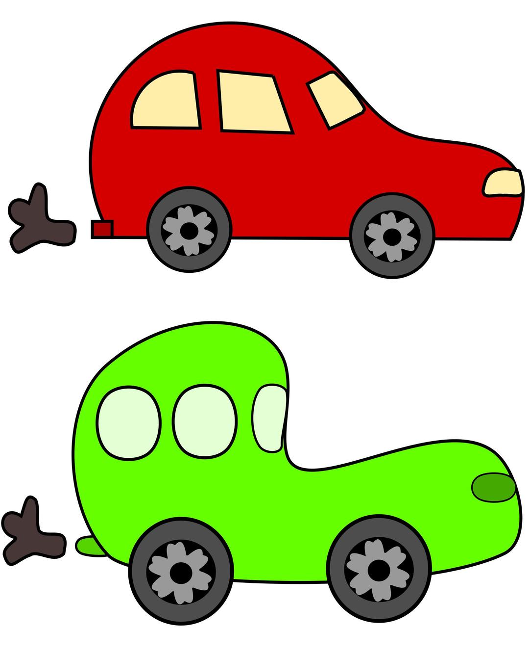 cartoon green and red cars png transparent