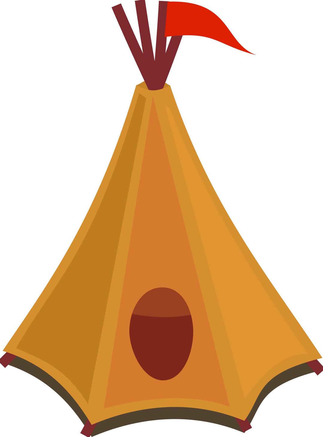 Cartoon tipi / tent with red flag png transparent