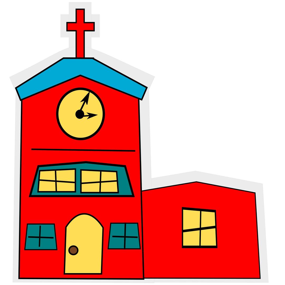 cartoon-church with a cross png transparent