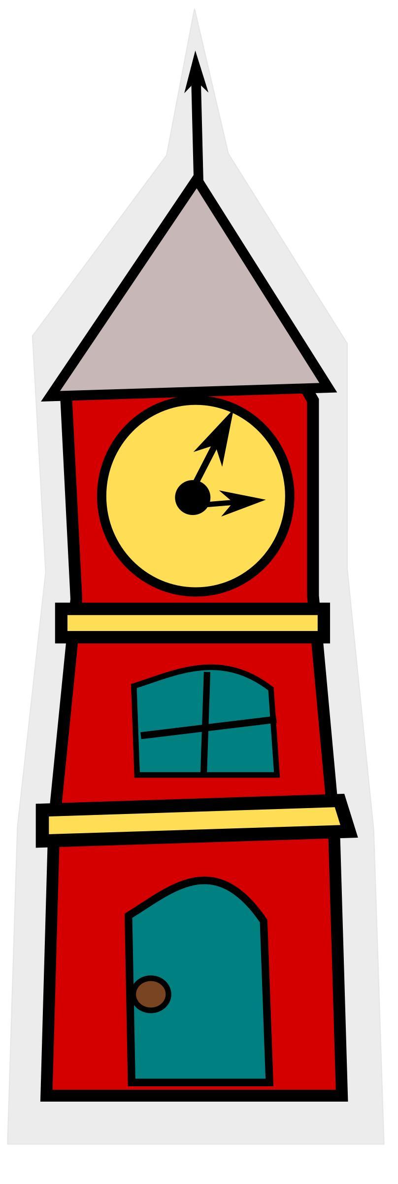 cartoon-tower with a clock png transparent