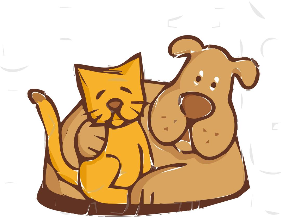 Cat and Dog Friends png transparent