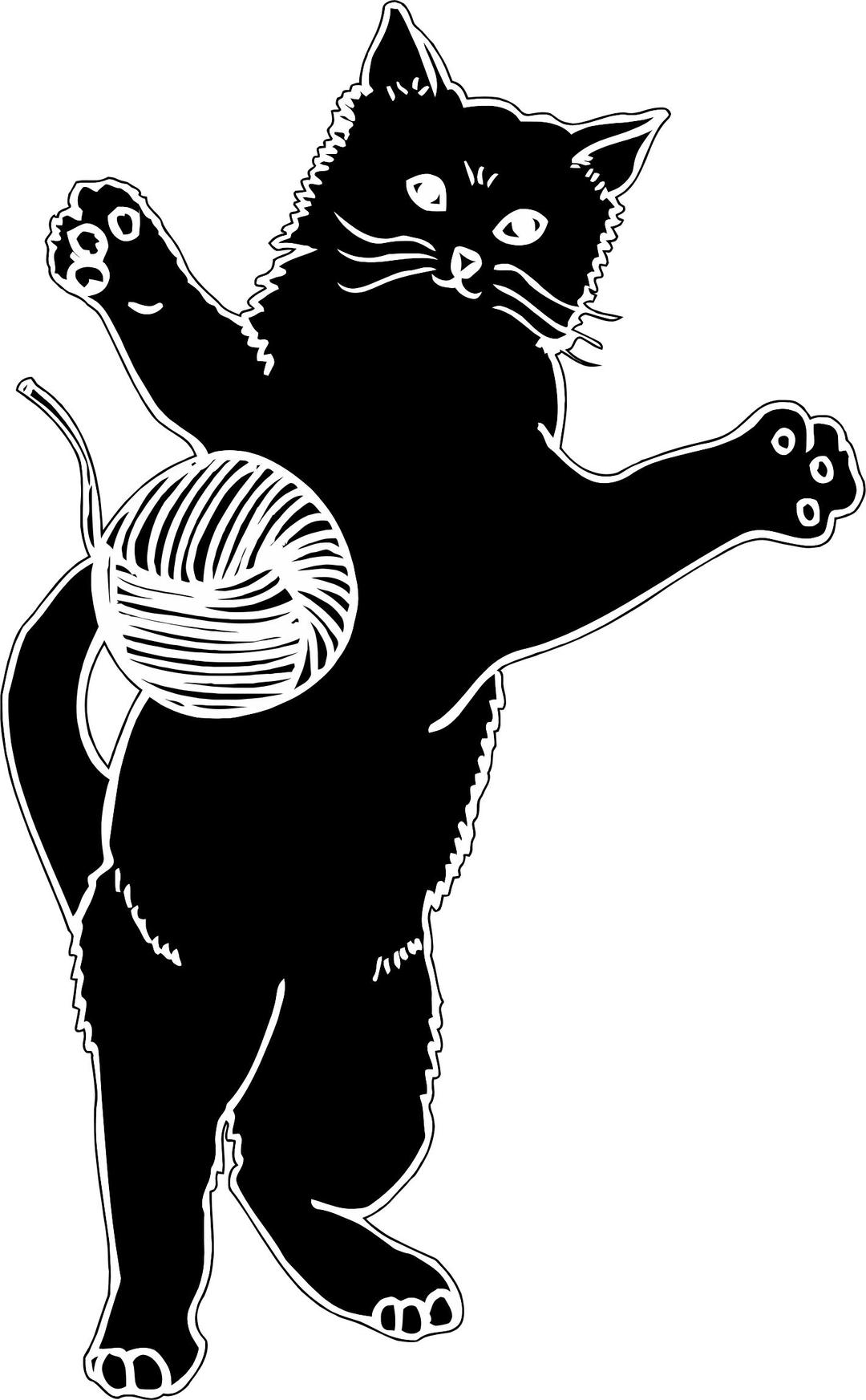 Cat Playing With Ball Of Yarn Silhouette png transparent