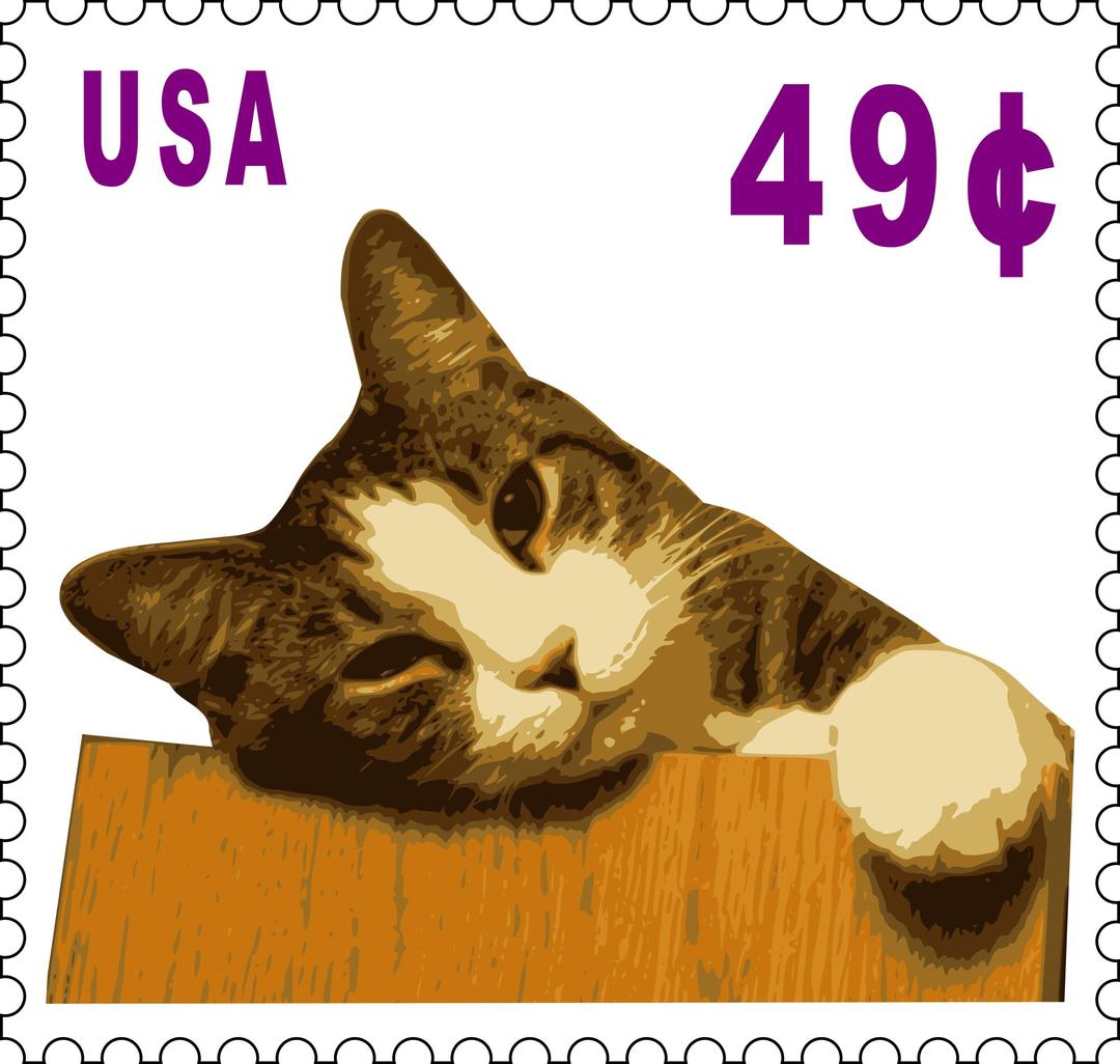 Cat stamp (49 cents) png transparent
