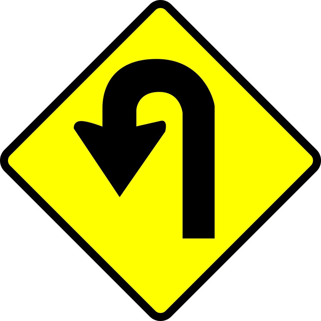Caution U-Turn png transparent