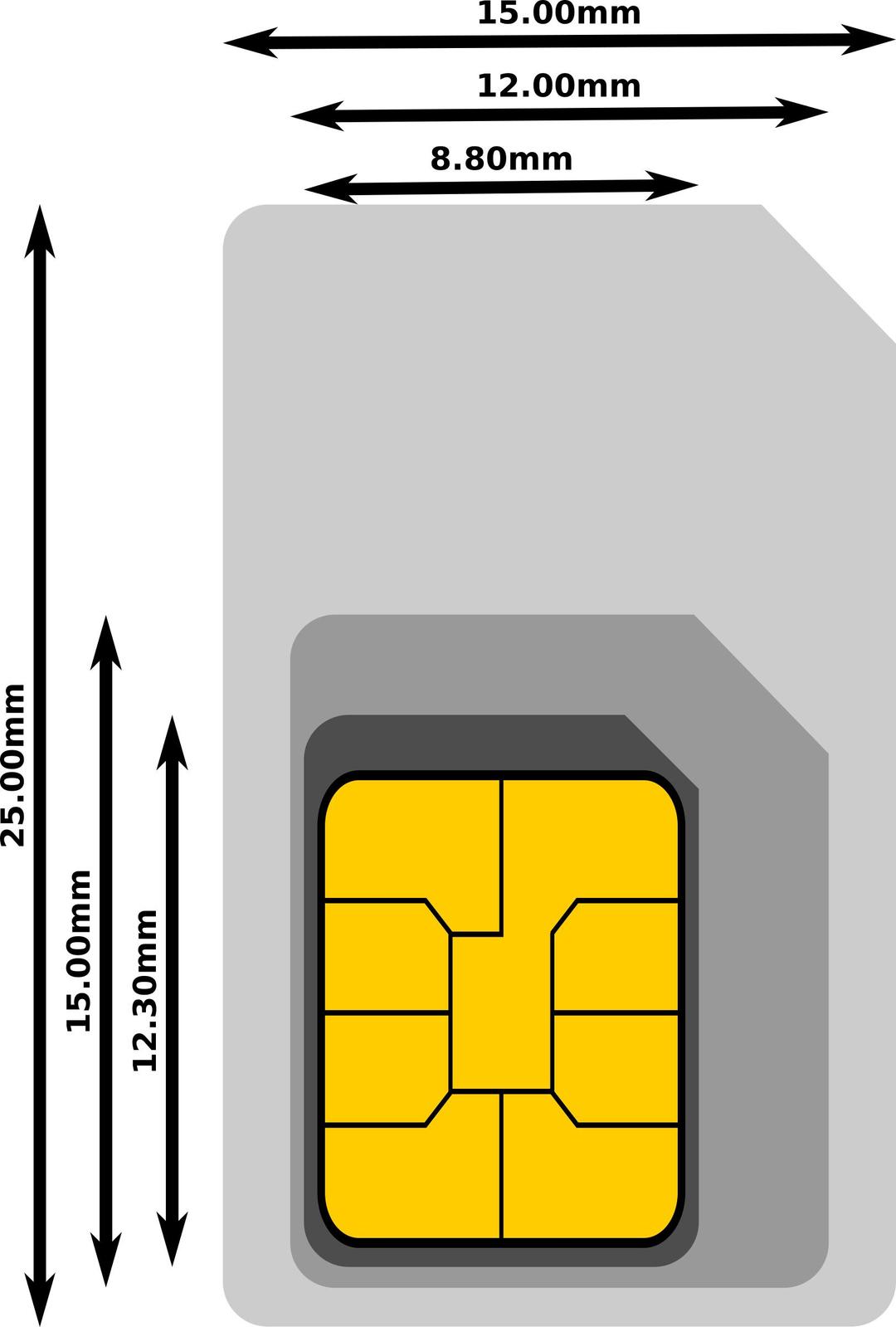 Cellular Sim Card Estimated Dimensions png transparent