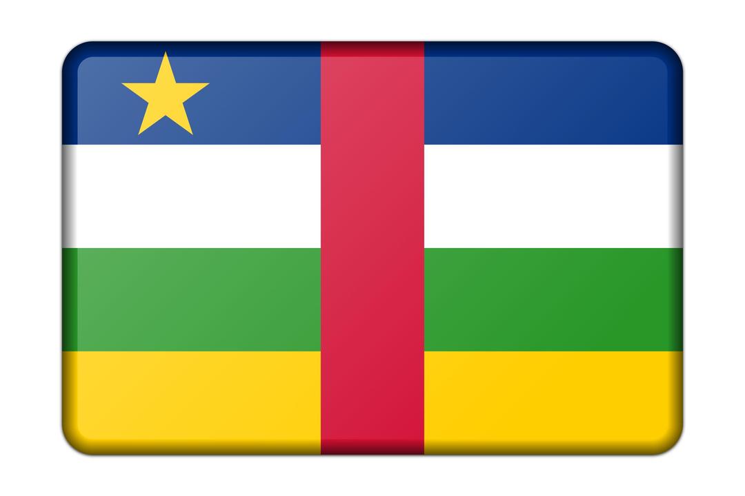 Central African Republic flag (bevelled) png transparent