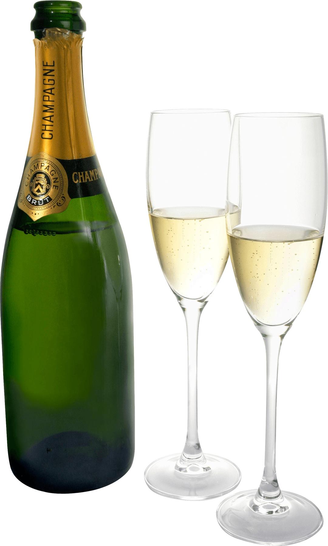 Champagne Two Glasses Bottle png transparent