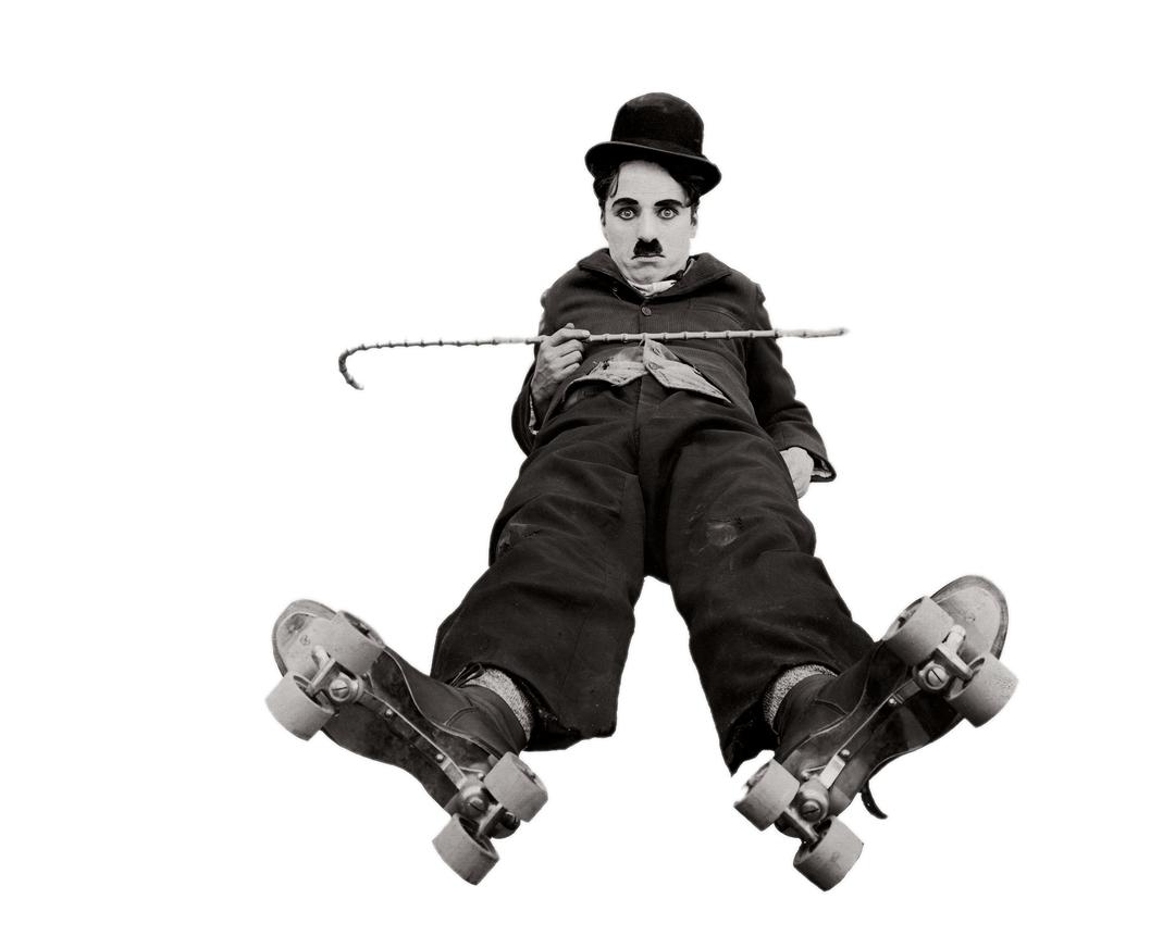 Charlie Chaplin on Roller Skates png transparent