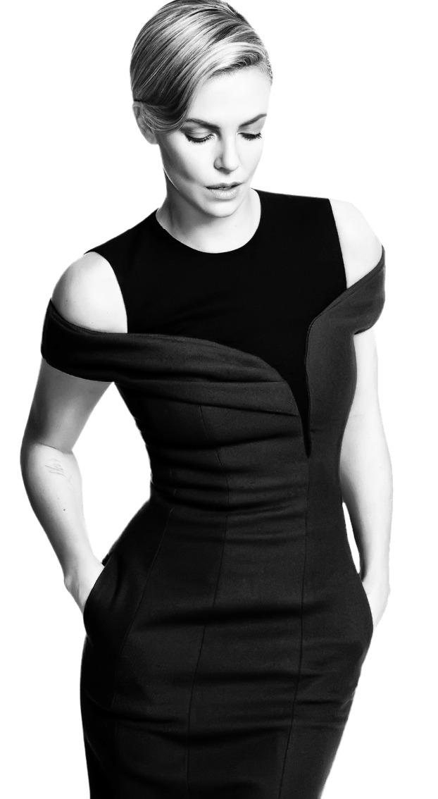 Charlize Theron Black Dress png transparent