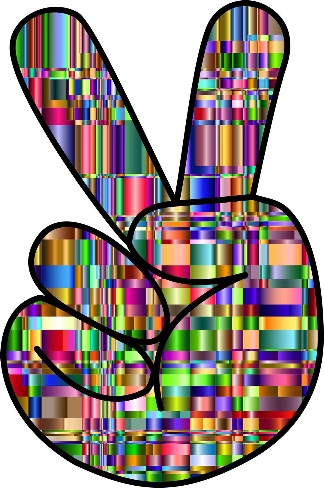 Checkered Chromatic Comic Hand Peace Sign png transparent