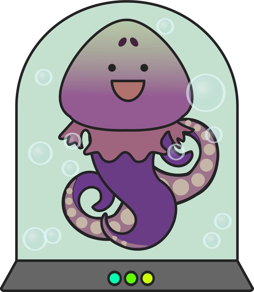 Cheerful alien squid monster version 2 png transparent
