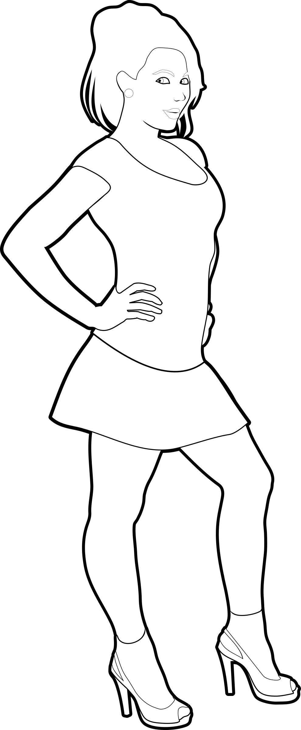 Cheerful girl outline png transparent