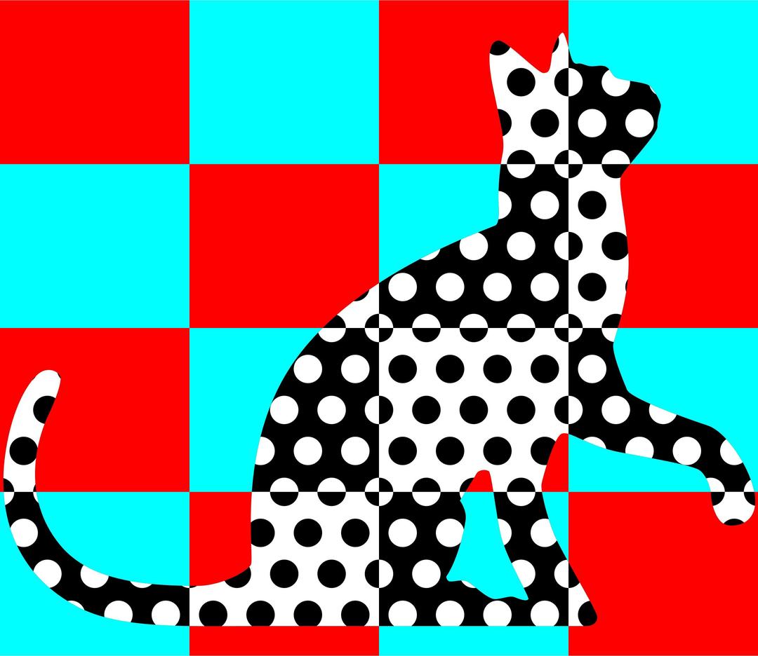 Chequered dotted cat png transparent