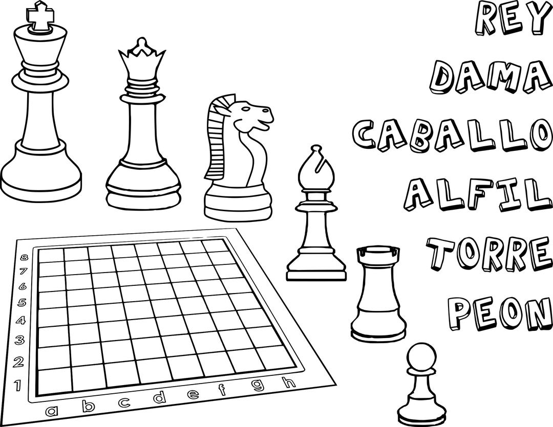 Chess Coloring Book  / Dibujo Ajedrez para colorear -1- png transparent