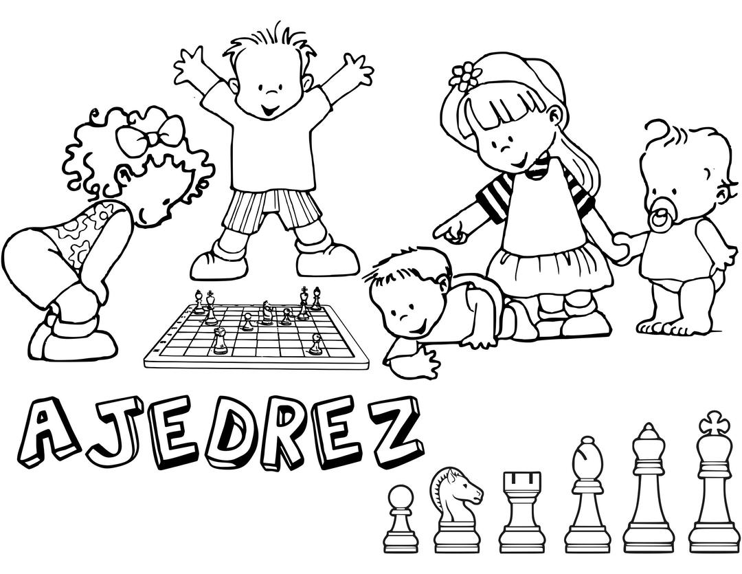 Chess coloring book  / Dibujo Ajedrez para colorear -15- png transparent