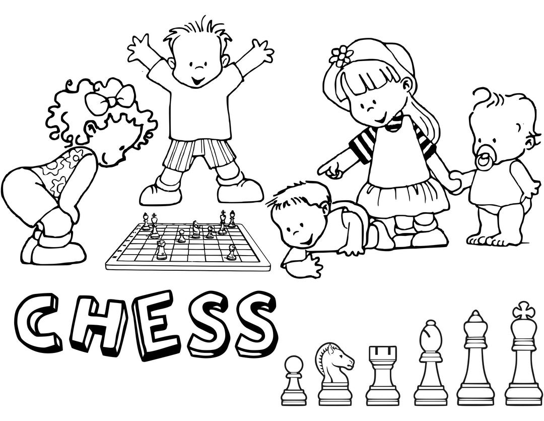 Chess coloring book  / Dibujo Ajedrez para colorear -16- png transparent