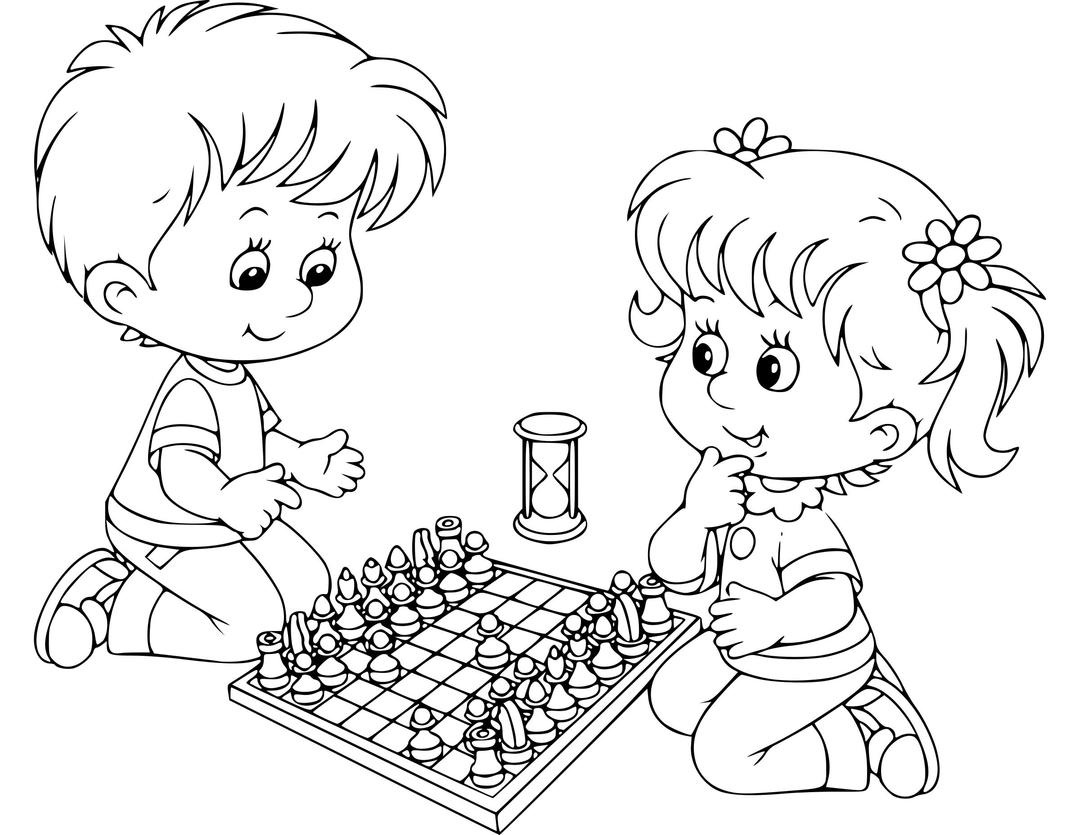 Chess coloring book  / Dibujo Ajedrez para colorear -17- png transparent