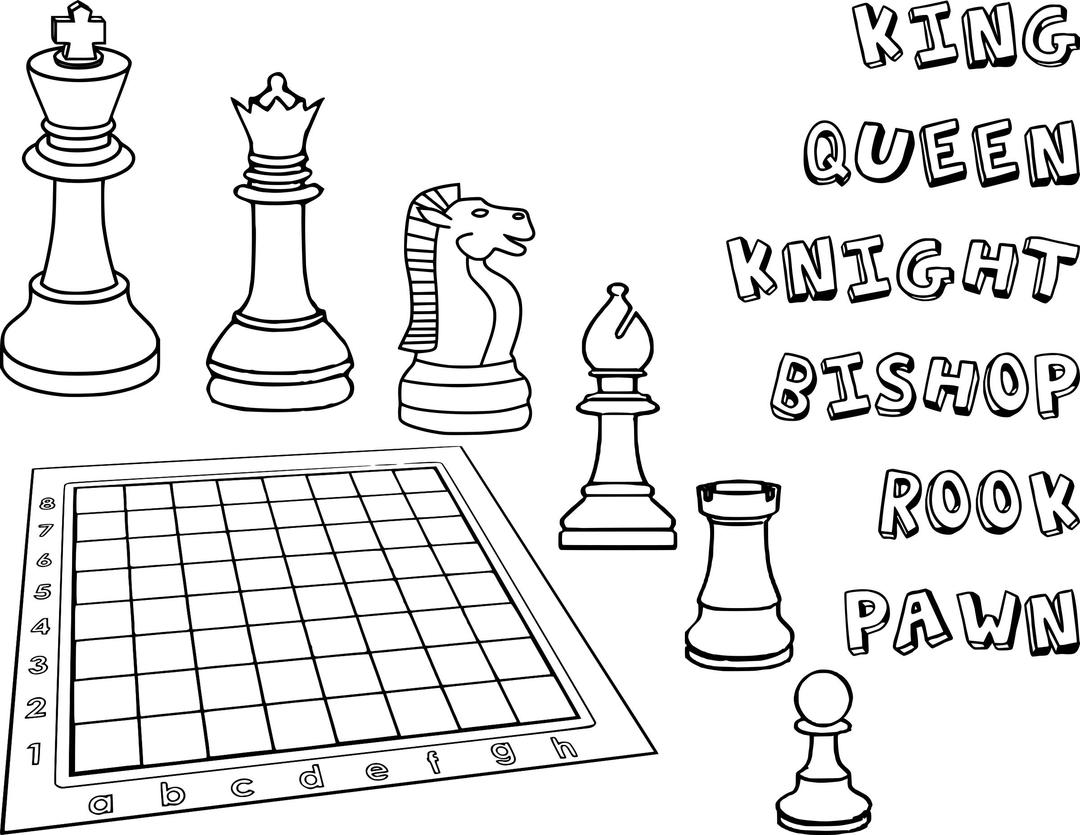 Chess coloring book  / Dibujo Ajedrez para colorear -2- png transparent