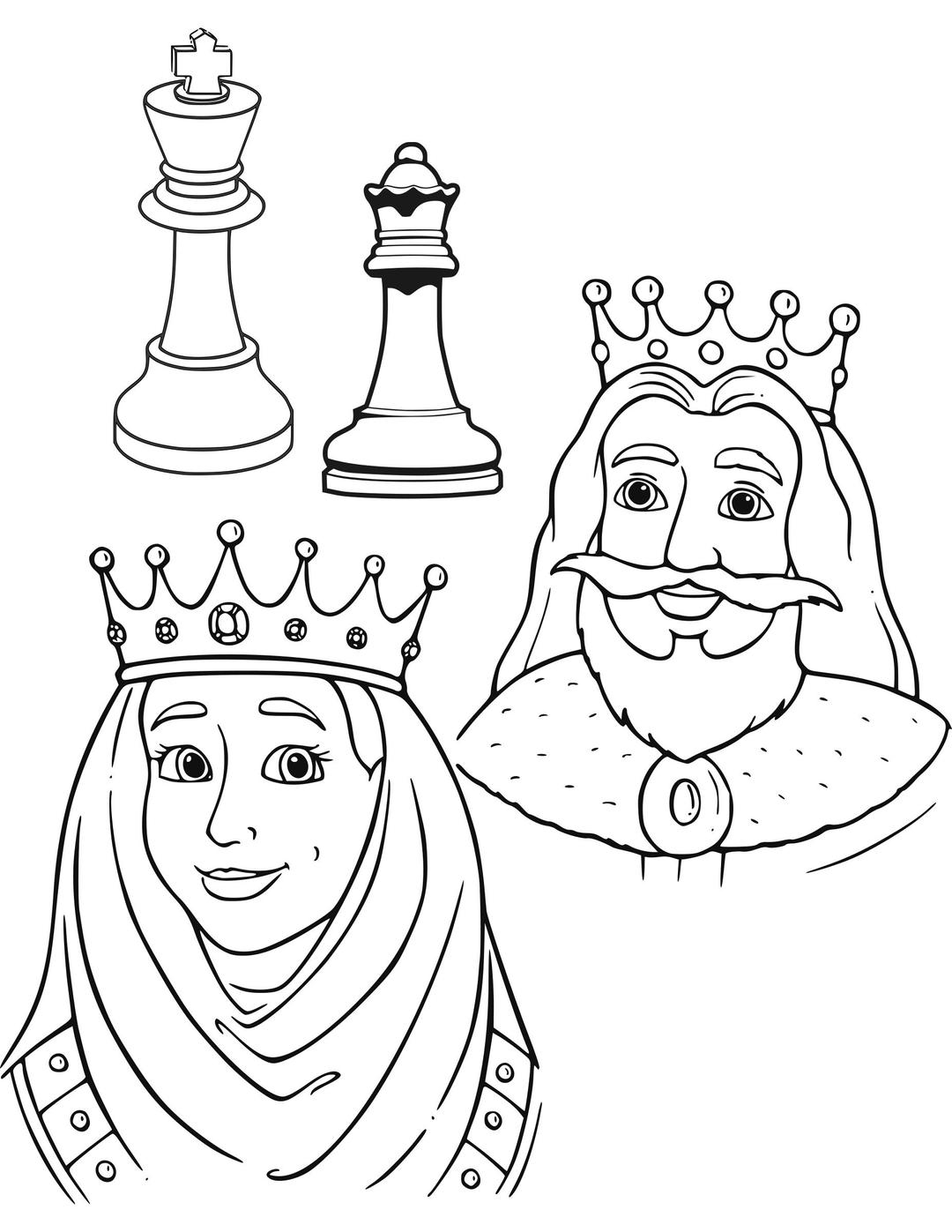 Chess coloring book  / Dibujo Ajedrez para colorear -23- png transparent