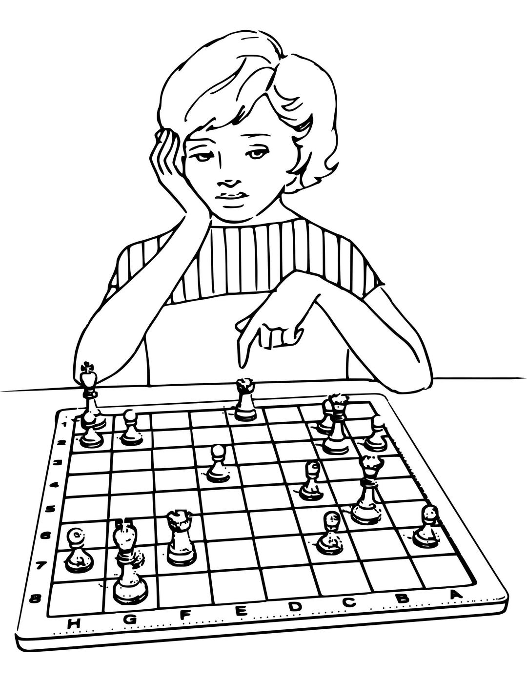 Chess coloring book  / Dibujo Ajedrez para colorear -24- png transparent