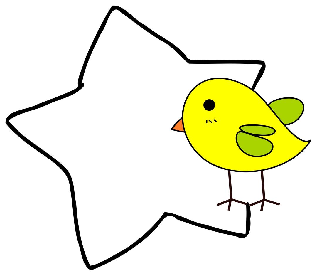 Chick with a star for memo png transparent