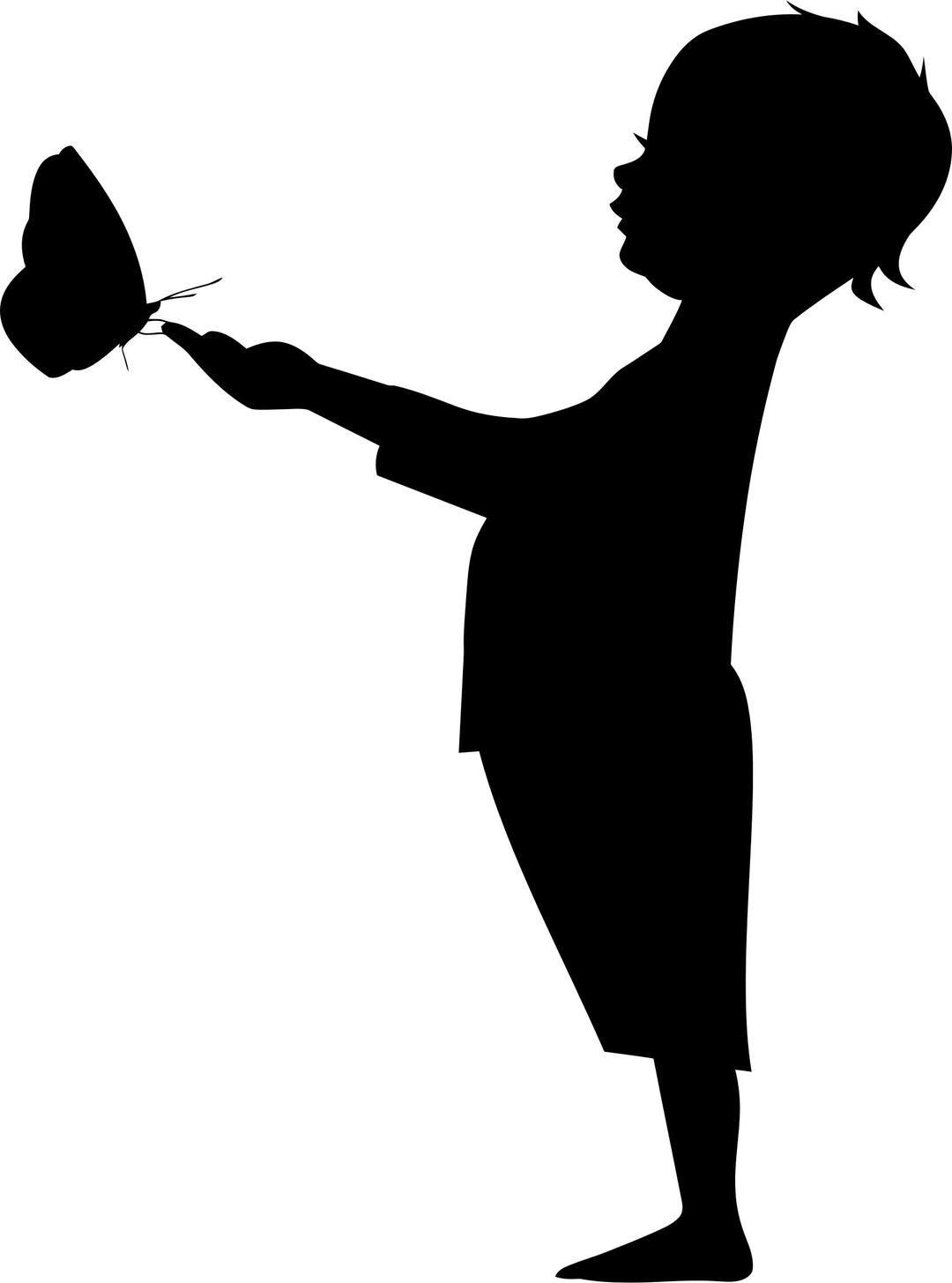Child Holding Butterfly Silhouette png transparent