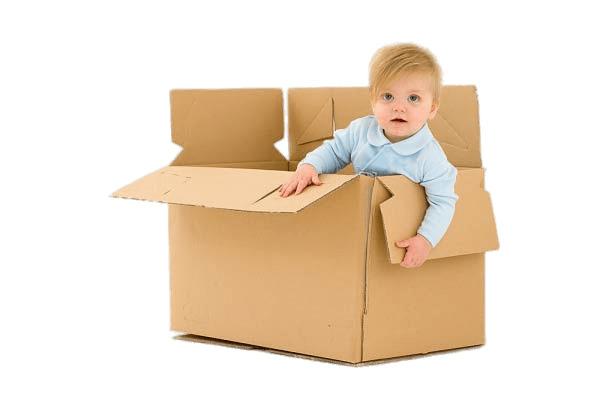 Child In Cardboard Box png transparent