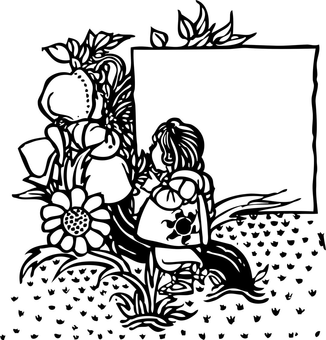 child in garden title page png transparent