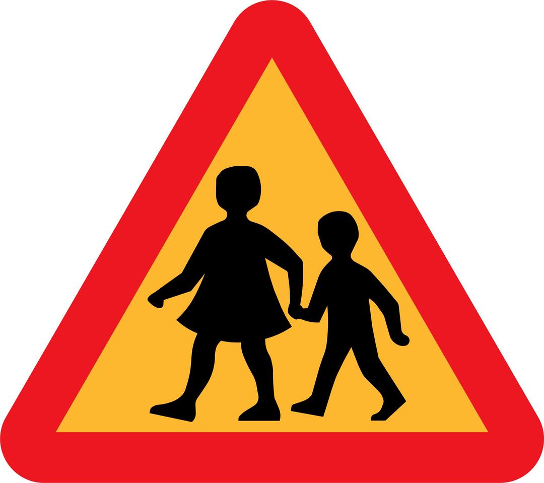 children crossing road sign png transparent