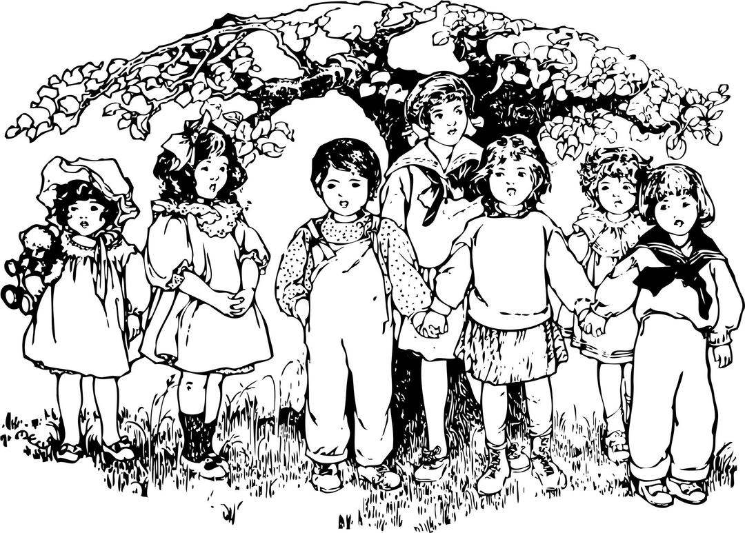 children under a tree png transparent