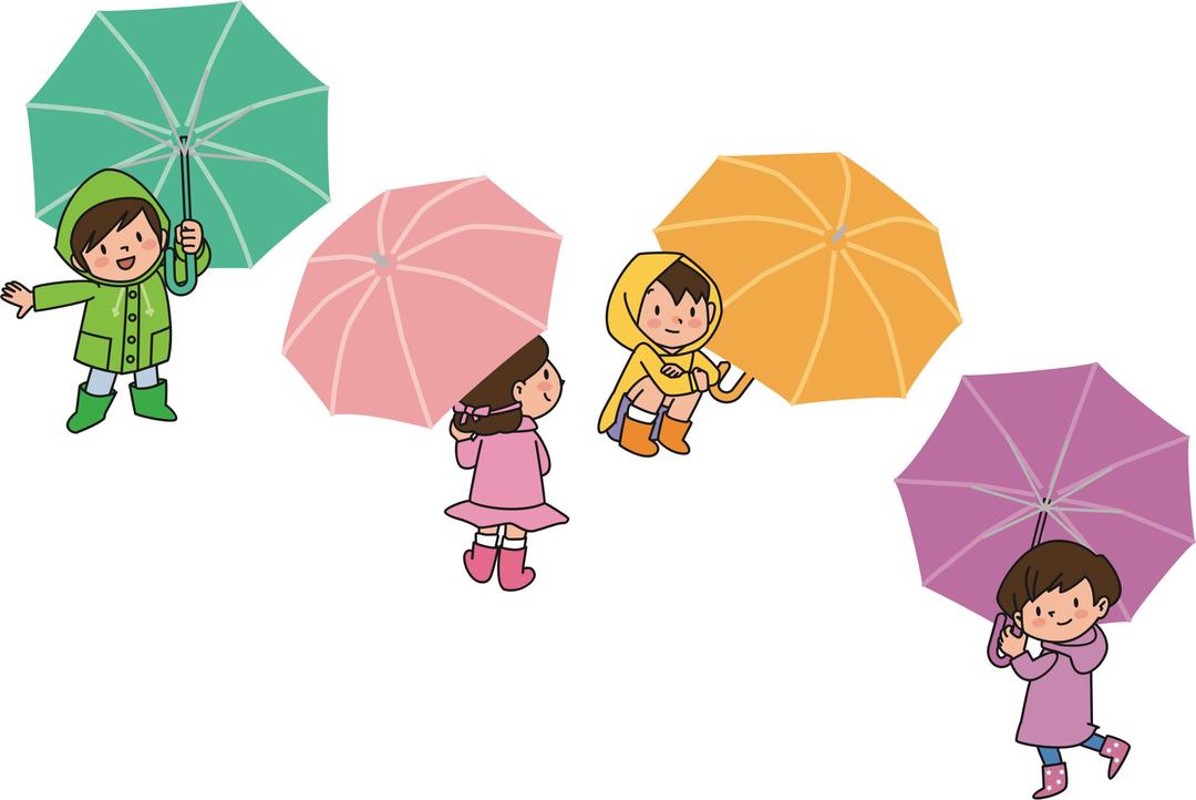 Children with Umbrellas png transparent