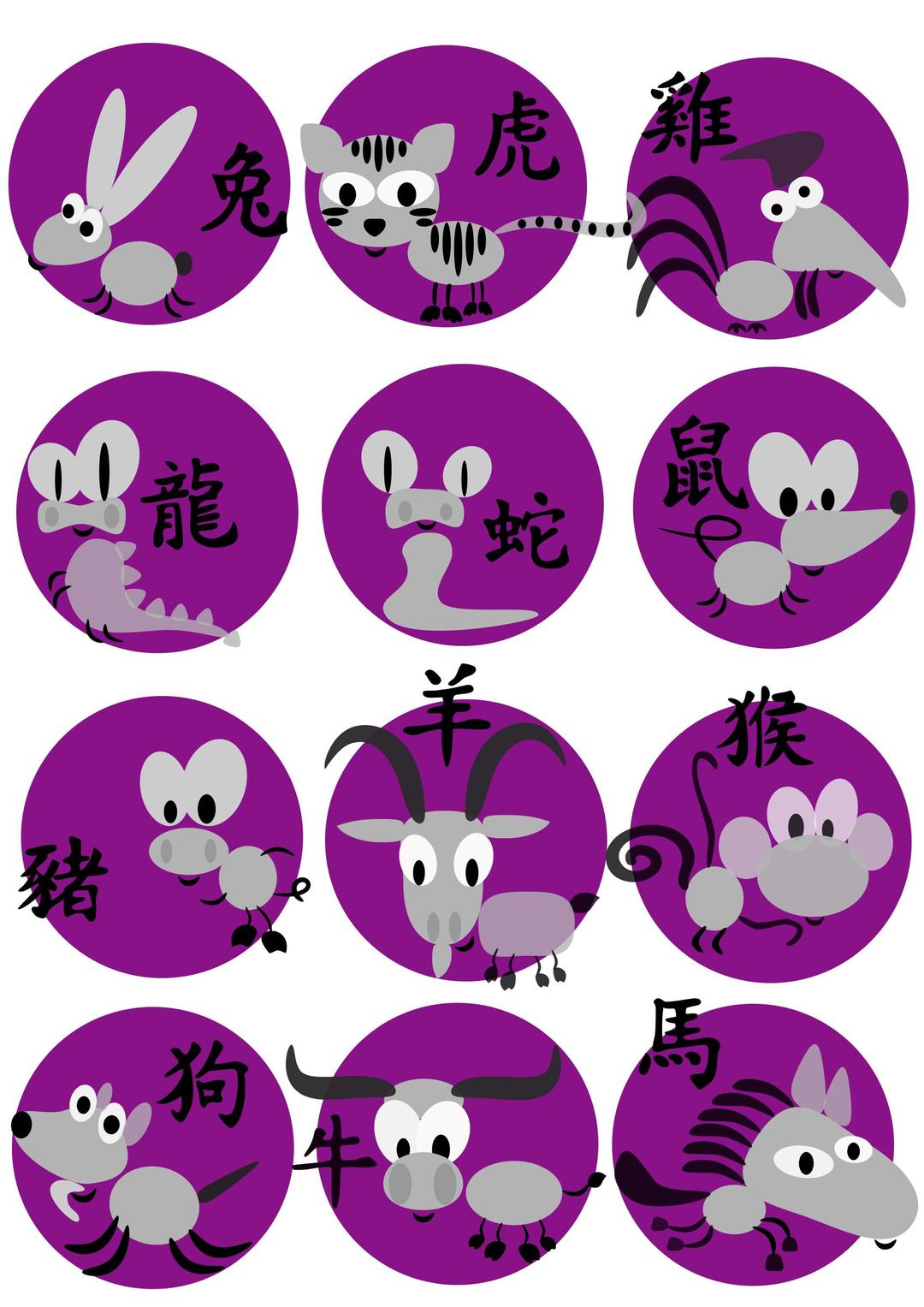Chinese horoscope animals png transparent