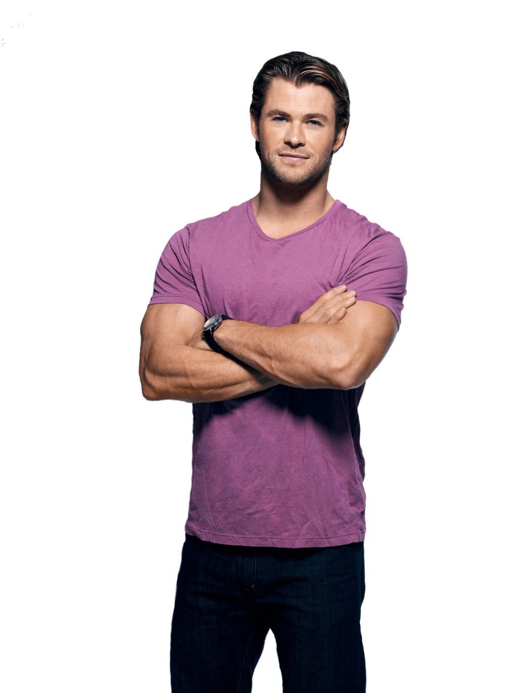 Chris Hemsworth Purple Tshirt png transparent