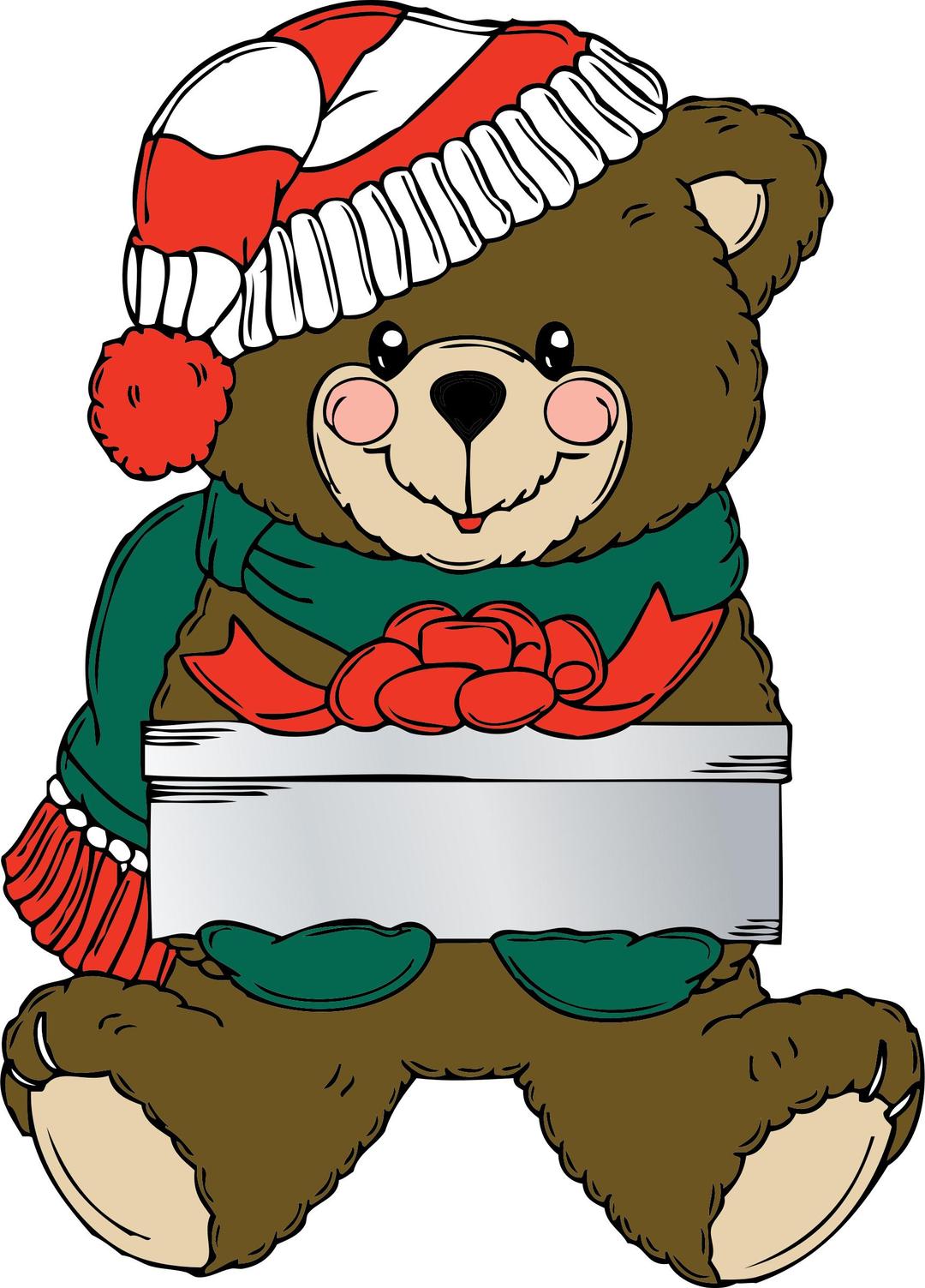 Christmas Bear wih present png transparent