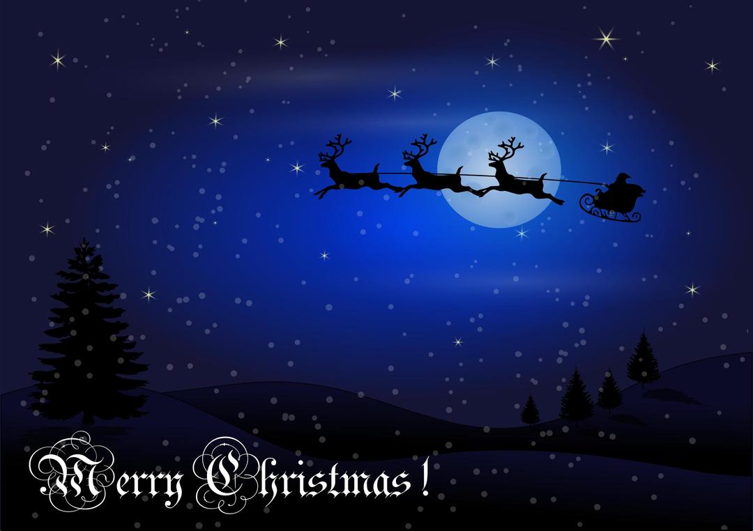 Christmas Card with Santa + Reindeer png transparent