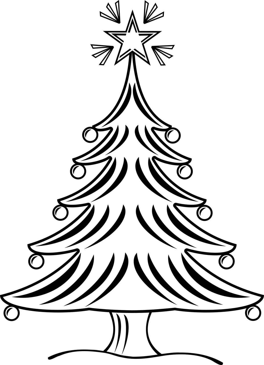 Christmas Tree Black and White png transparent