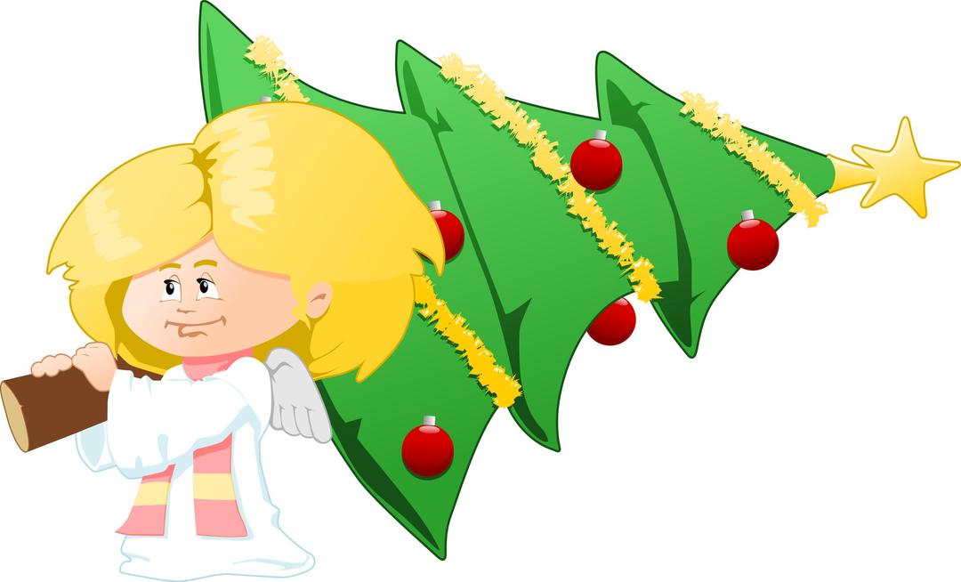 christmas tree carrying angel png transparent